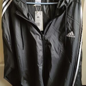Adidas Full Zip Black Windbreaker Jacket